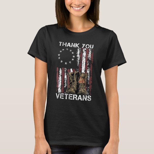 Vielen Dank Veterans Combat Boots Veteran Day Amer T-Shirt (Vorderseite)