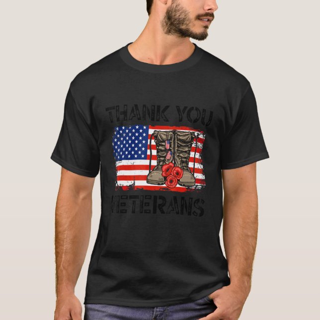 Vielen Dank Veterans Combat Boots Veteran Day Amer T-Shirt (Vorderseite)