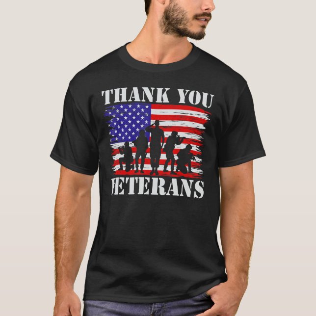 Vielen Dank Veterans Day American Flag Military Ar T-Shirt (Vorderseite)