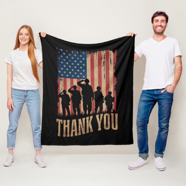 Vielen Dank Veterans Day American Flag Vintag Fleecedecke (Beispiel)