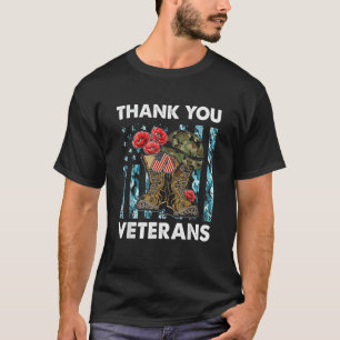 Vielen Dank Veterans Day Combat Boots Poppy Blume T-Shirt