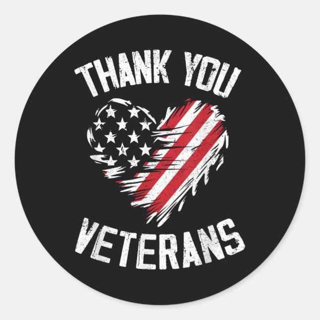 Vielen Dank Veterans Patriotic American Flag Veter Runder Aufkleber (Vorderseite)