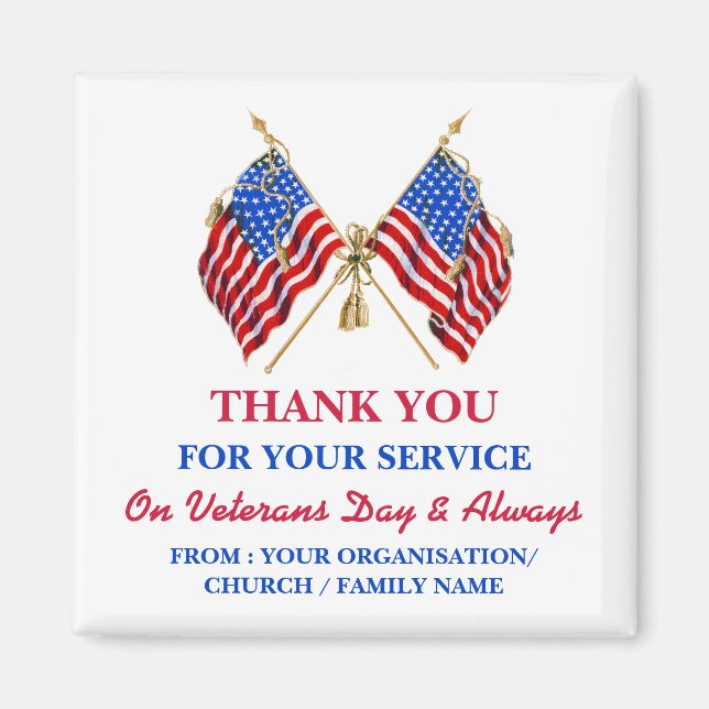 Vielen Dank Veterans Patriotic Vintag USA Flag Magnet (Vorne)