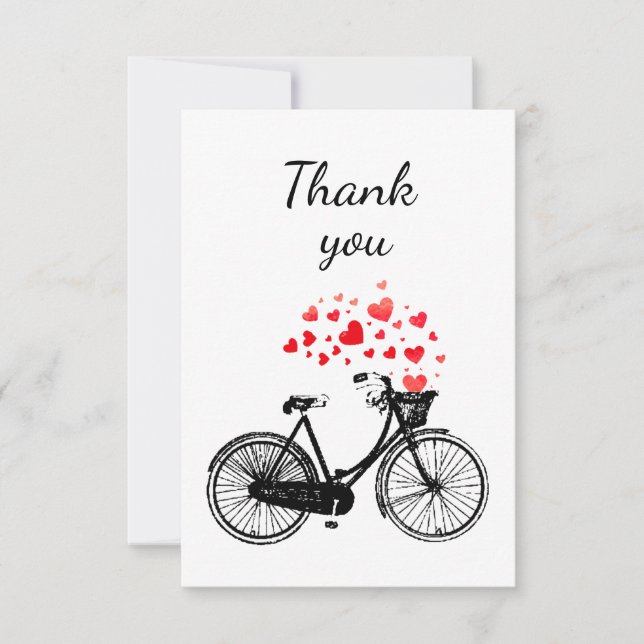 Vielen Dank Vintag Bike Liebe Herz Dankeskarte (Vorderseite)