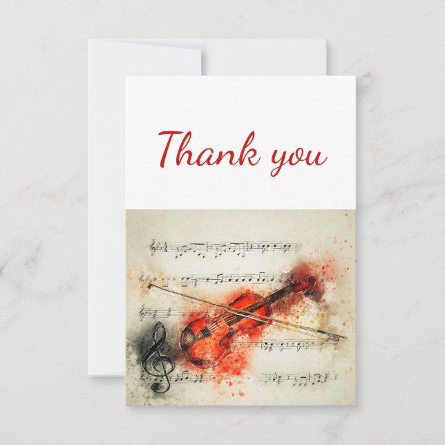 Vielen Dank Violin Music Lessons Lehrer ehrenamtli Dankeskarte (Vorderseite)