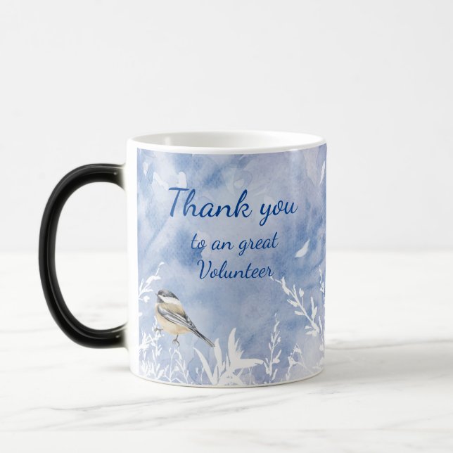 Vielen Dank, Volunteer Watercolor Chickadequote Verwandlungstasse (Links)