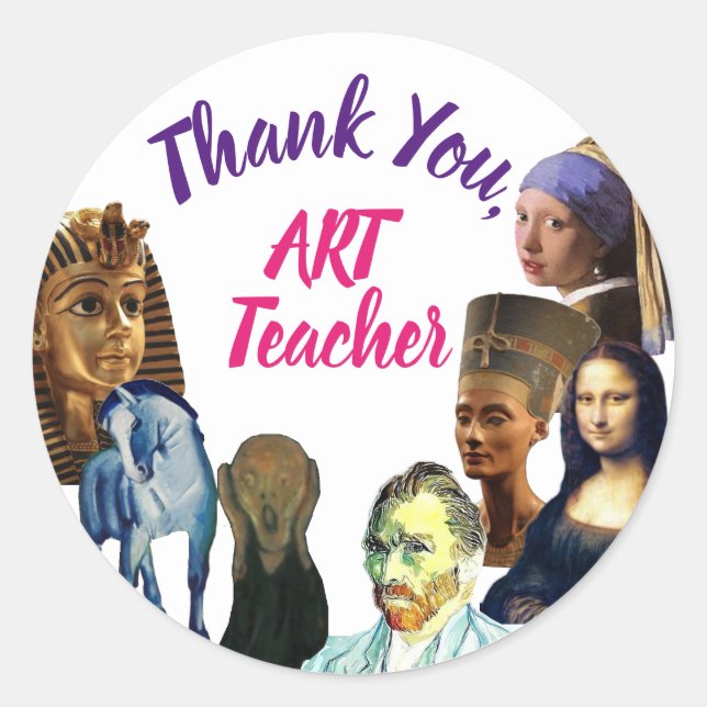 Vielen Dank vom Art Teacher Runder Aufkleber (Vorderseite)