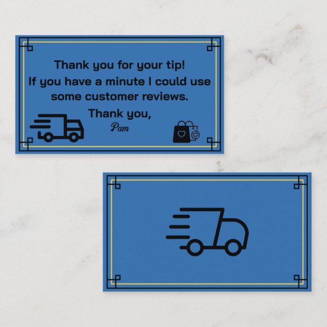 Vielen Dank von Delivery Driver Business Card Visitenkarte (Vorne/Hinten)