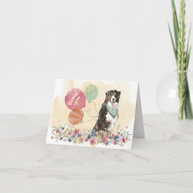 Vielen Dank von Ihnen & Bernese Mountain Hund Ball Dankeskarte (Vorderseite)