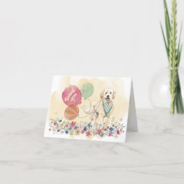 Vielen Dank von Ihnen & Goldendoodle mit Ballons Dankeskarte