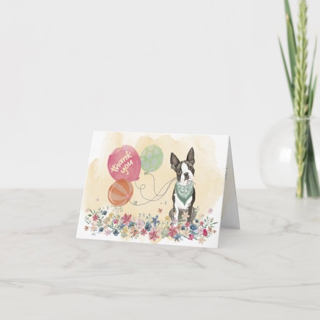 Vielen Dank von Ihnen und Ihren Boston Terrier Bal Dankeskarte (Vorderseite)