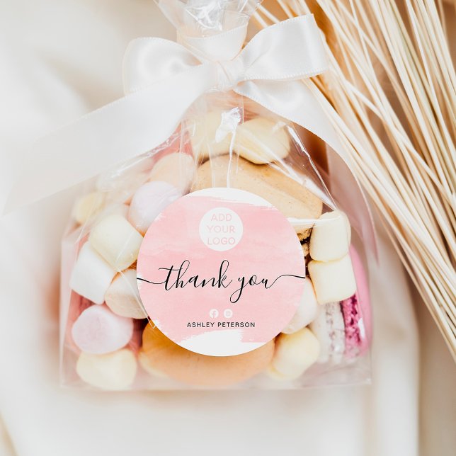 Vielen Dank, Wasserfarbe Pintroke chic Media-Logo Runder Aufkleber (Von Creator hochgeladen)