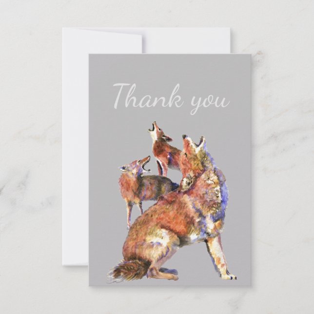 Vielen Dank Watercolor Howling Coyotes Nature Art Dankeskarte (Vorderseite)