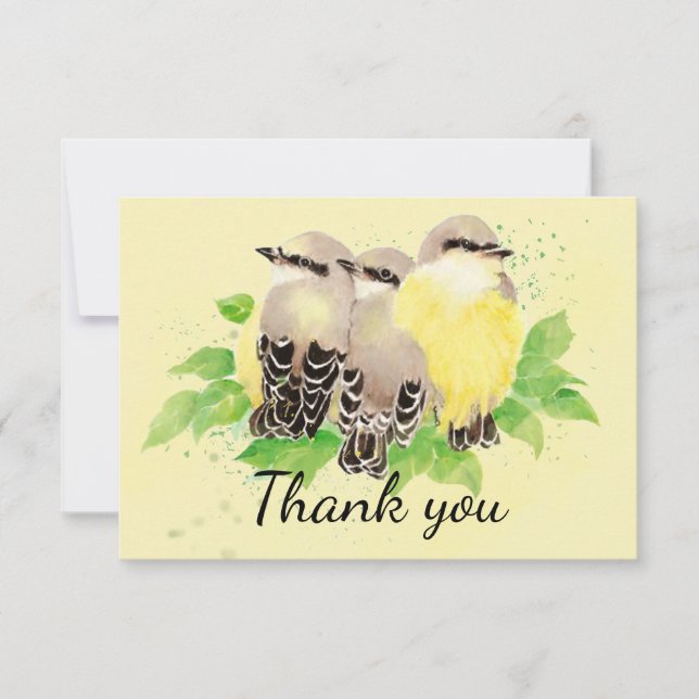 Vielen Dank! Watercolor Kingbird Family Art Dankeskarte (Vorderseite)