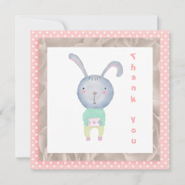 Vielen Dank, Watercolor Pink Polka Dot und Rabbit