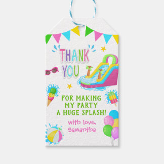 Vielen Dank Waterslide Summer Pink Party Geschenkanhänger