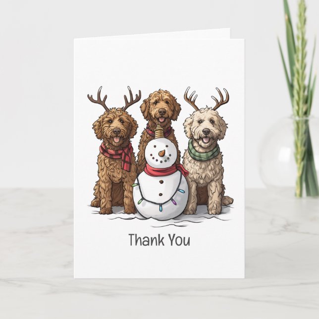 Vielen Dank Weihnachten Goldendoodle Hunde Dankeskarte (Vorderseite)