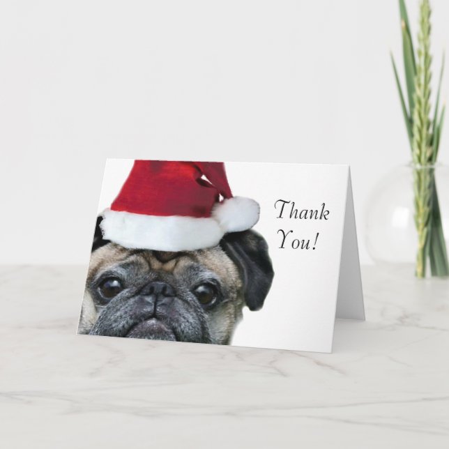 Vielen Dank Weihnachten Mops Grußkarte Dankeskarte (Vorderseite)