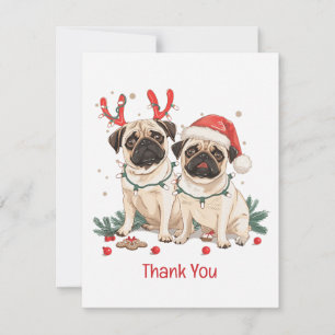 Vielen Dank Weihnachten Mops Hunde Dankeskarte
