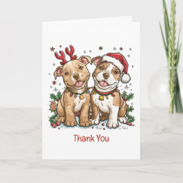 Vielen Dank Weihnachten Pit Bull Hunde Dankeskarte