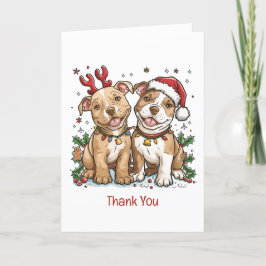 Vielen Dank Weihnachten Pit Bull Hunde Dankeskarte