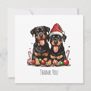 Vielen Dank Weihnachten Rottweiler Dog Santa Dankeskarte