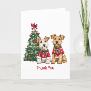 Vielen Dank Weihnachten Welsh Wire Fox Terrier Hun Dankeskarte