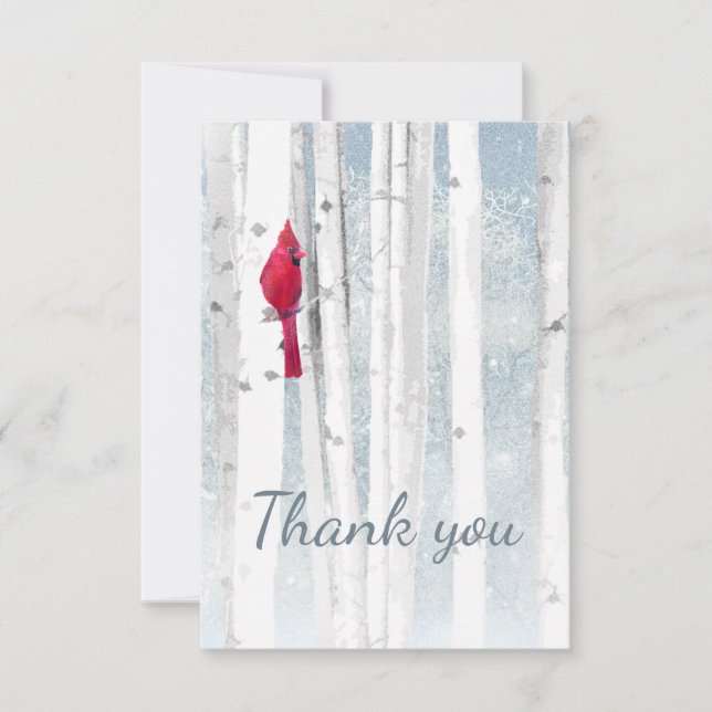 Vielen Dank Weihnachten Winter Kardinal Red Bird A Dankeskarte (Vorderseite)