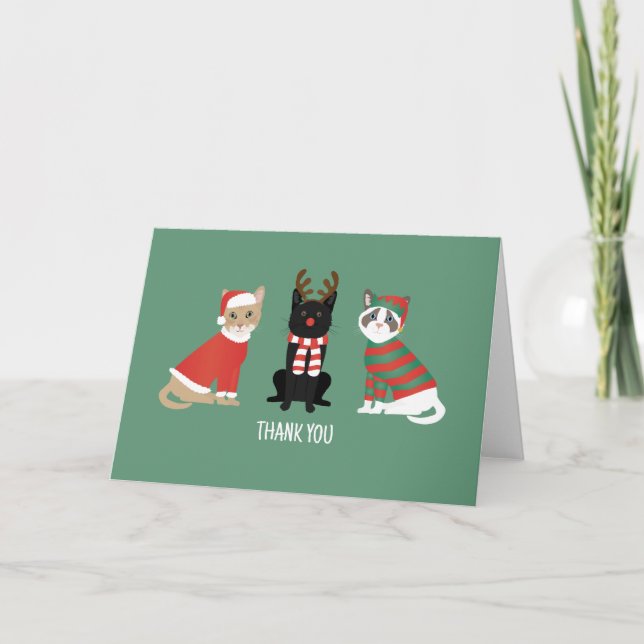 Vielen Dank Weihnachtskatzen Dankeskarte (Vorderseite)