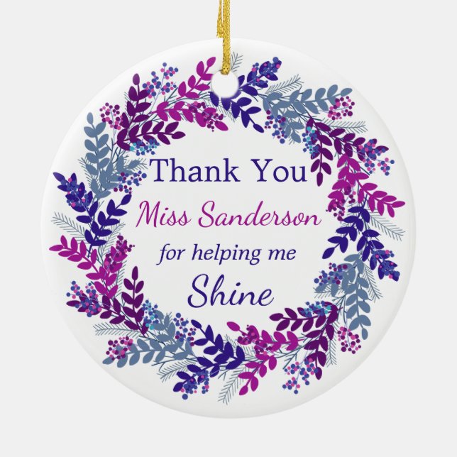 Vielen Dank Weihnachtsmann Lehrer Anerkennung Keramik Ornament (Hinten)