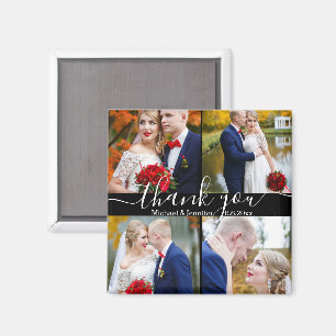 Vielen Dank, weiße Handschrift 4 Fotos Hochzeit sc Magnet