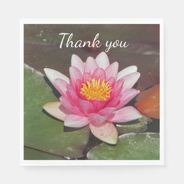 Vielen Dank Wertschätzung Meal Pink Water Lily Fot Serviette (Vorderseite)