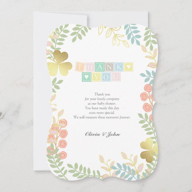 Vielen Dank, Whimsical Rustic Baby Duschkarte Dankeskarte (Vorderseite)
