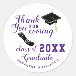 Vielen Dank, White and Lila Class of 2025 Graduate Runder Aufkleber
