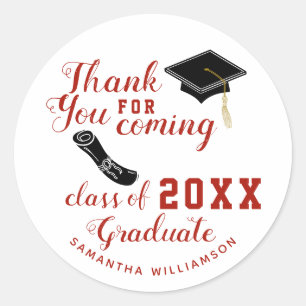 Vielen Dank, White and Red Class of 2024 Graduate Runder Aufkleber