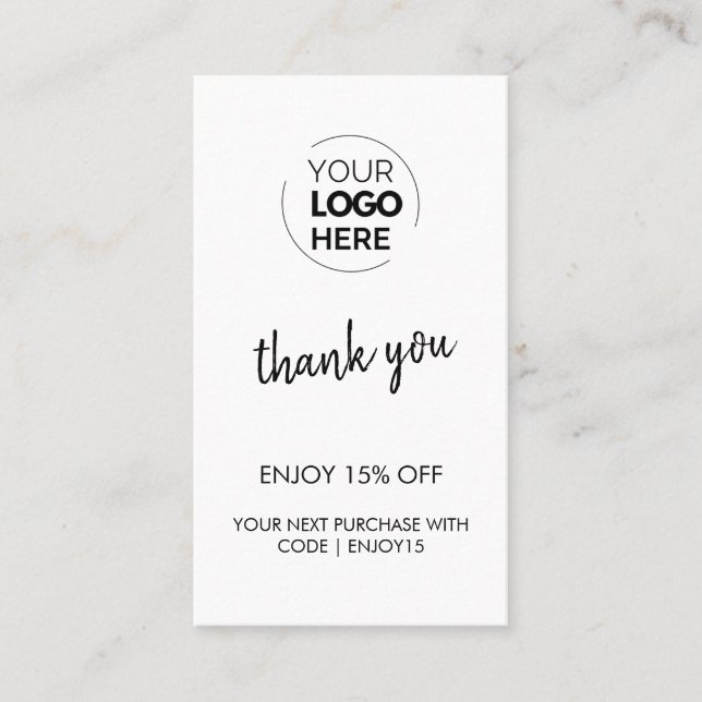 Vielen Dank White Stylish Modern Logo Business Rabattkarte (Vorderseite)