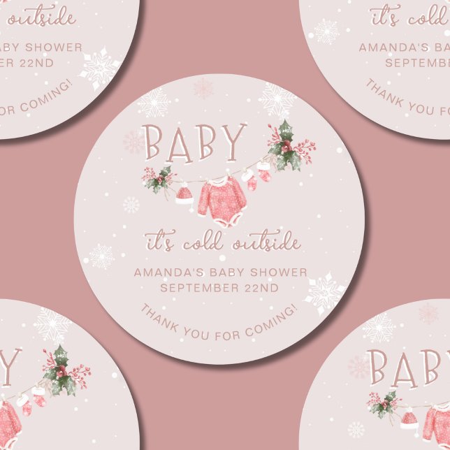 Vielen Dank Winter Es ist kalt draußen Babydusche Runder Aufkleber (Von Creator hochgeladen)