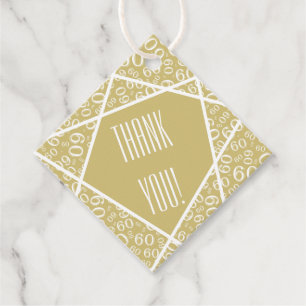Vielen Dank Wonky Linien 60 Zahlenmuster Gold/Weiß Geschenkanhänger
