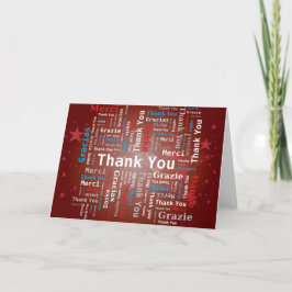 Vielen Dank Word Cloud - 5 Sprachen - Rot Dankeskarte