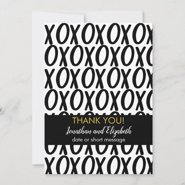 Vielen Dank XOXO Hugs Kisses Minimalistisch Dankeskarte (Vorderseite)