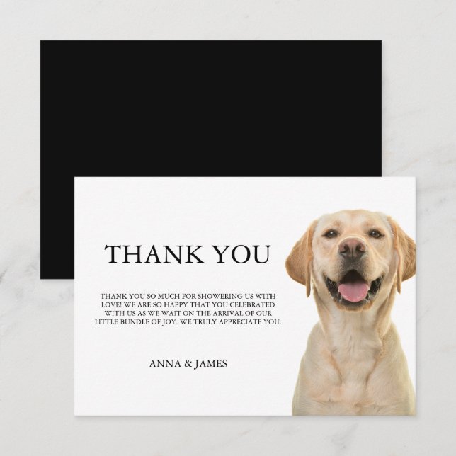 Vielen Dank Yellow Labrador Baby Duschkarten Dankeskarte (Vorne/Hinten)