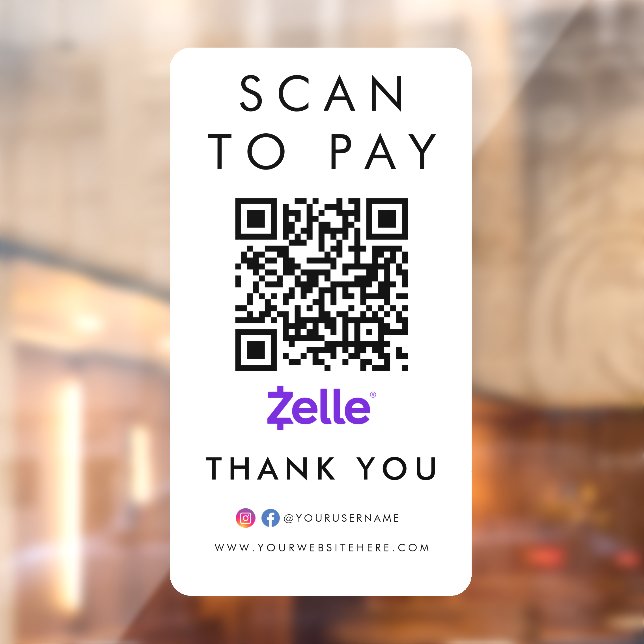 Vielen Dank Zelle Modern Scan zu bezahlen QR Code  Fensteraufkleber (Blatt 2)