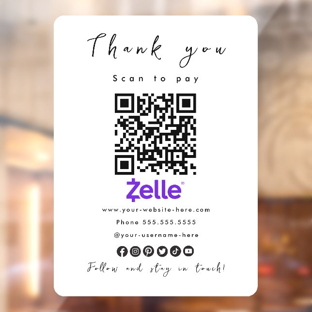 Vielen Dank Zelle QR Code Scan zu bezahlen moderne Fensteraufkleber (Blatt 2)