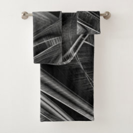 Vieles mit grauen Grooves auf dunklem Hintergrund  Badhandtuch Set