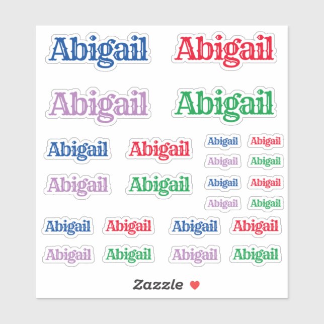 Vielfalt der Größe des Namens Abigail Aufkleber (Blatt)