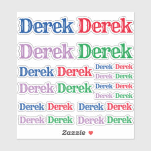 Vielfalt der Größe des Namens Derek Aufkleber