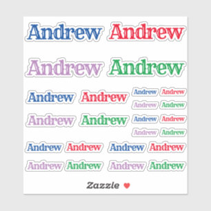 Vielfalt der Größen des Namens Andrew Aufkleber