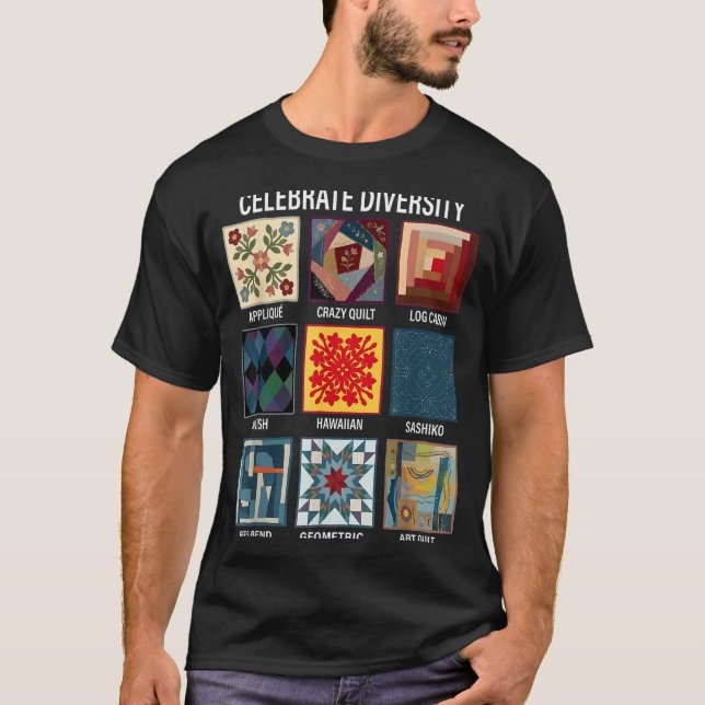 Vielfalt nähkunst patchwork feiern T-Shirt (Vorderseite)