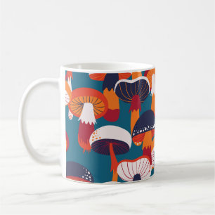 Vielfältige Pilze, Vintage nahtlose Abbildung. Kaffeetasse