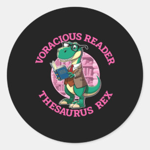 Vielfältiger Leser_ Thesaurus Rex - Dino Buchliebh Runder Aufkleber